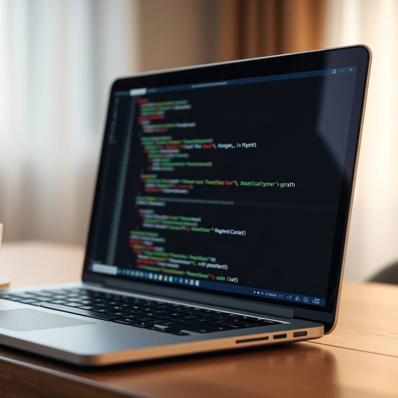 A developer coding on a laptop during an online course